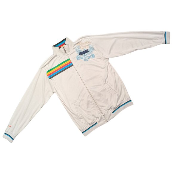 Vintage 90's Coogi Track Jacket  Rainbow Satin Multicolor Embroidered Size L Men - Picture 3 of 6